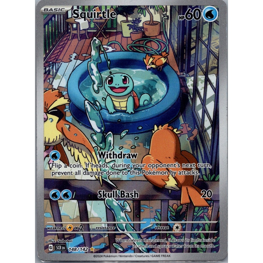 Squirtle 148/142 Stellar Crown Illustration Rare Pokemon TCG SV07 Holo 2024